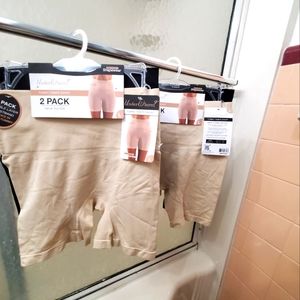 NWT UnderWhere 2PK Tummy Tamer ShapShorts; Double Layer Waistband; L Size; $30.